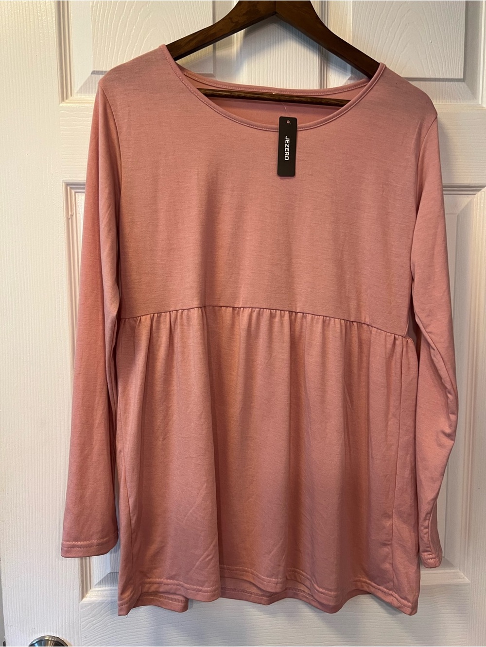 Dusty Pink Long-Sleeve Peplum Tunic